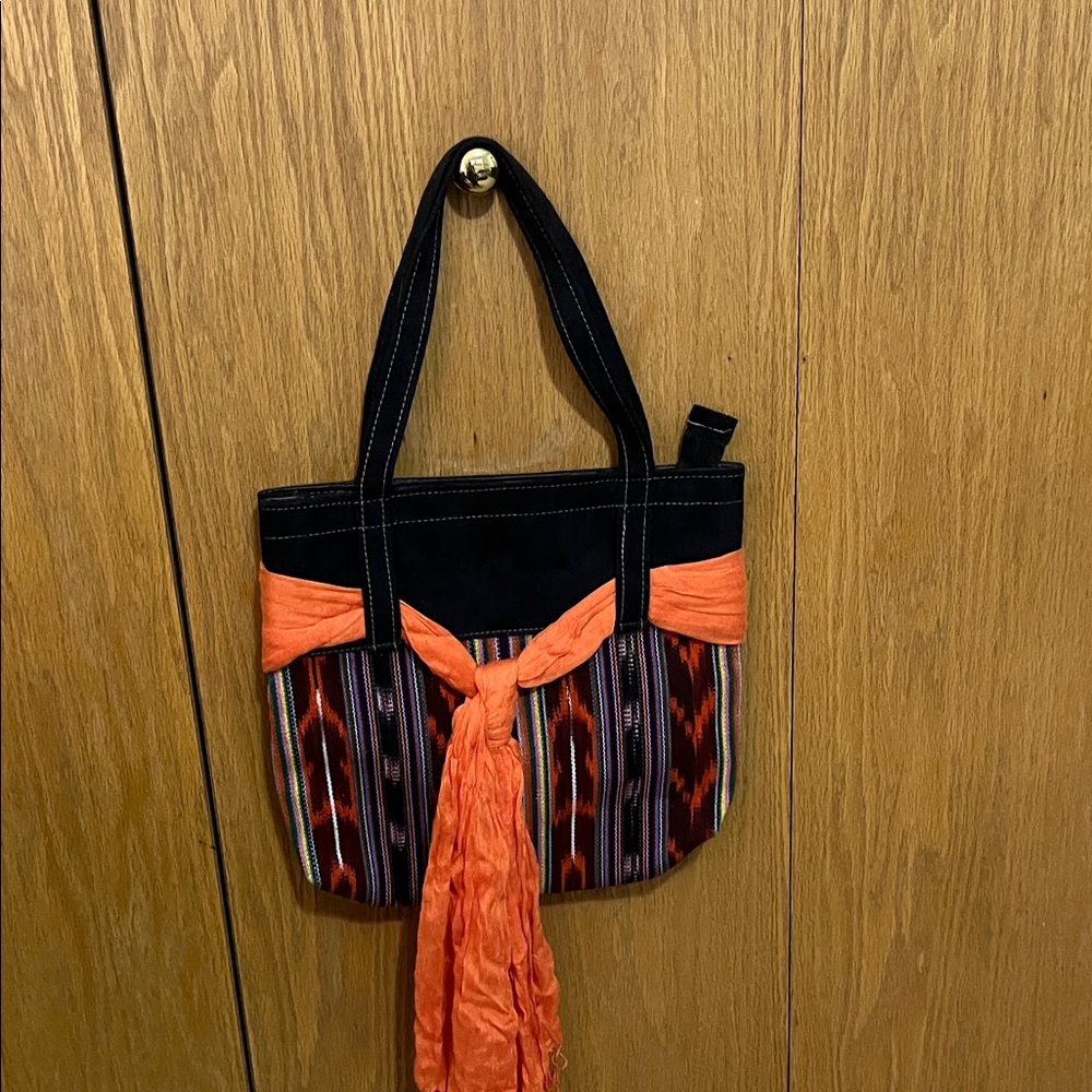 Guatemalan Stylish Black and Orange Tote Bag - brand new no taga